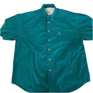 Bugle Boy Original Teal Button Down Shirt Mens XL Vintage Casual Short Sleeve